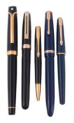 A collection of pens, to include: Parker, a blue fountain pen   A collection of pens,   to