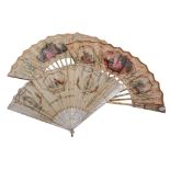 Six fans, mainly late 19th and early 20th century, painted gauze   Six fans,   mainly late 19th