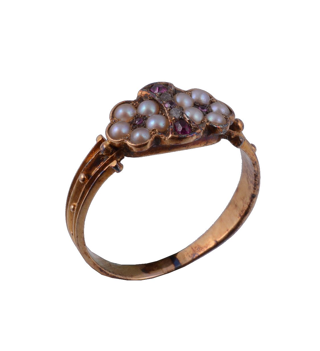 A Victorian ruby and half pearl ring, circa 1870   A Victorian ruby and half pearl ring,   circa