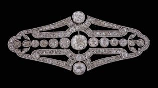 An Art Deco diamond plaque brooch, circa 1930   An Art Deco diamond plaque brooch,   circa 1930, the