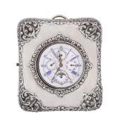 A late Victorian silver mounted rectangular travelling clock case by...   A late Victorian silver