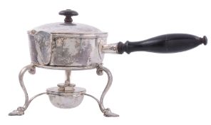 A Russian silver saucepan or brandy pan and cover, maker's mark B   A Russian silver saucepan or