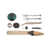 A small collection of objects, including: an Italian silver coloured gilt...   A small collection of