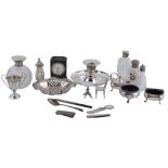 A collection of small silver and silver mounted items, including   A collection of small silver