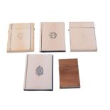 Five Victorian card cases, comprising: an ivory example   Five Victorian card cases,   comprising: