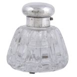 An Italian silver mounted cut glass domed inkwell, 1872-1933   An Italian silver mounted cut glass