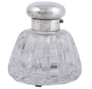 An Italian silver mounted cut glass domed inkwell, 1872-1933   An Italian silver mounted cut glass