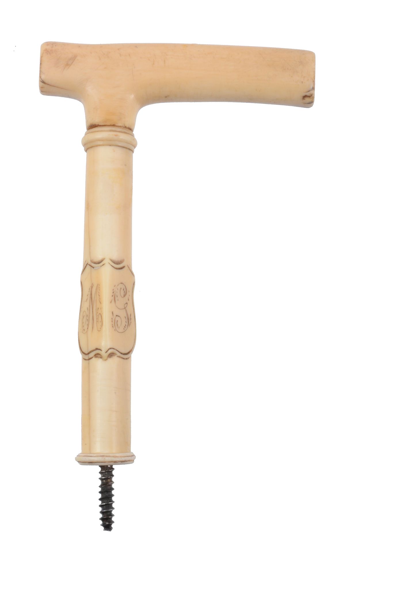 Three waking stick handles, comprising: an angled ivory example   Three waking stick handles, - Image 4 of 7