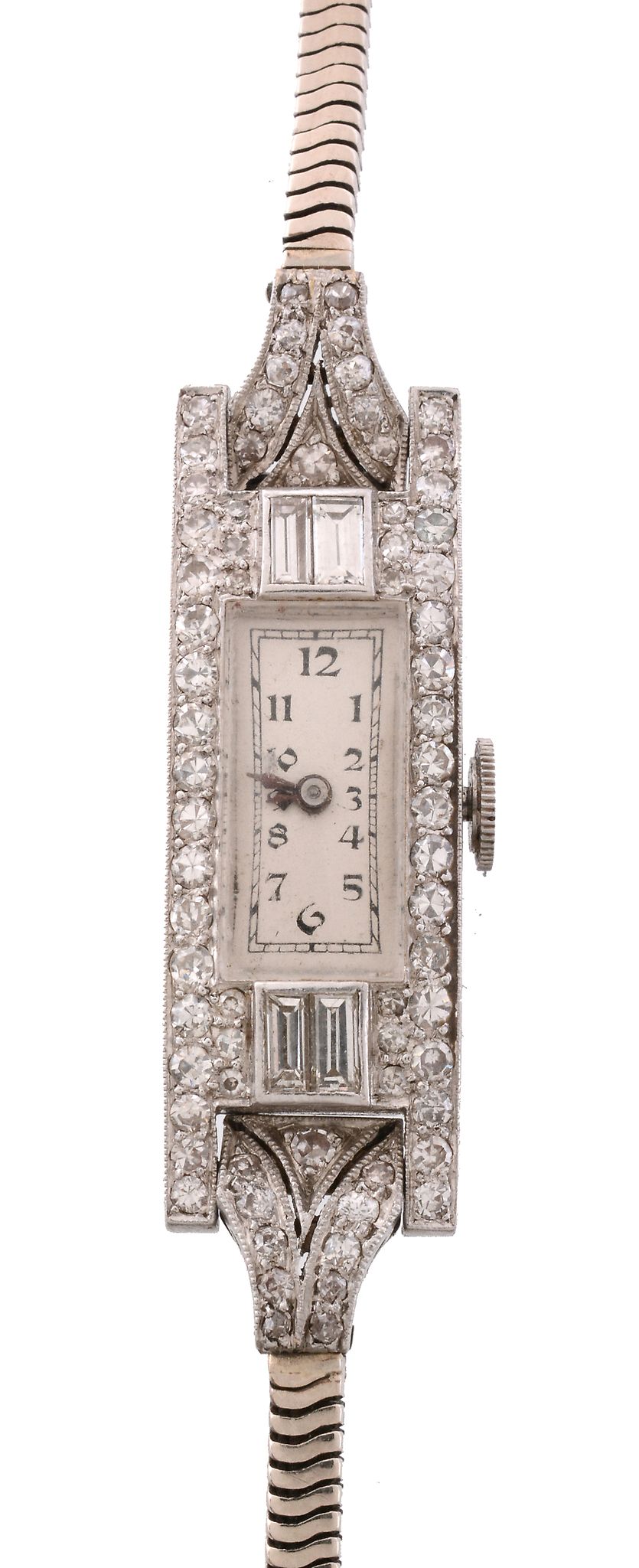 A lady's diamond cocktail watch, no. 45455, circa 1930   A lady's diamond cocktail watch,   no.