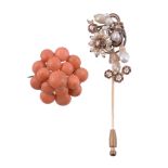 A late 19th century coral brooch, circa 1880   A late 19th century coral brooch,   circa 1880, set