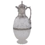 A late Victorian Prince's Plate mounted cut glass claret jug by Mappin  &  Webb   A late Victorian