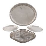 Six Austro-Hungarian silver trays or plates   Six Austro-Hungarian silver trays or plates,   various