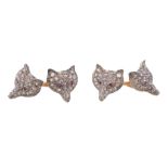 A pair of diamond double sided fox mask cufflinks   A pair of diamond double sided fox mask