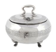 A German silver ovoid sugar box by Humbert  &  Sohn, Berlin, mid 19th century,   A German silver