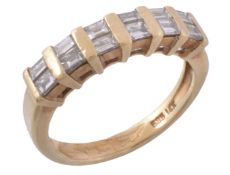 A diamond ring, set with baguette cut diamonds, approximately 0   A diamond ring,   set with