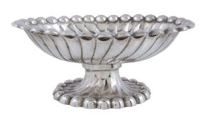 A Hungarian silver coloured shaped oval pedestal bowl, 1937-1965   A Hungarian silver coloured