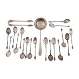 A small collection of Austrian flatware, including: a tea strainer, Vienna 183.   A small collection