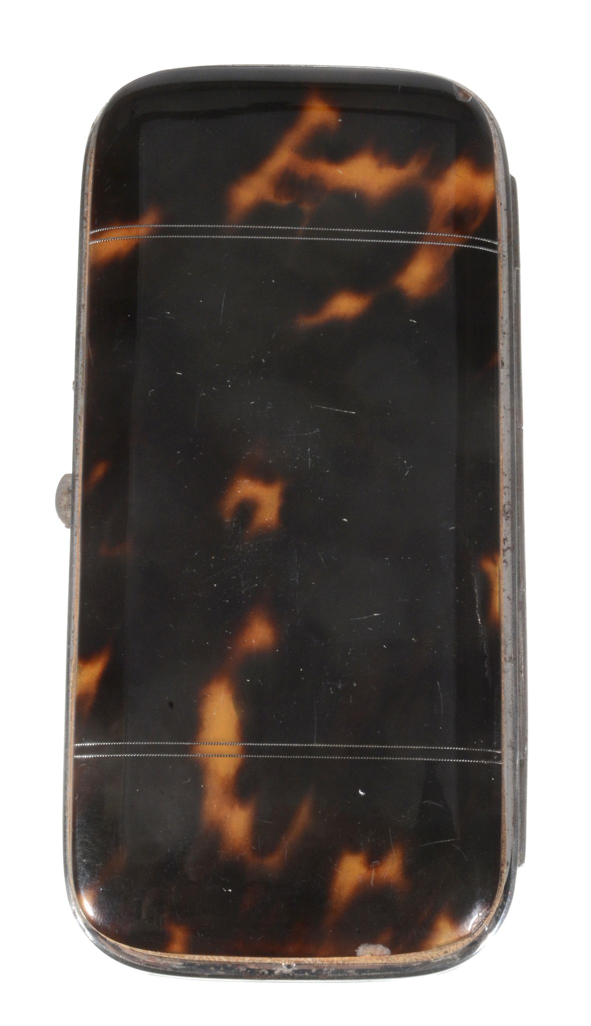 A tortoiseshell and steel oblong spectacles case, circa 1890   A tortoiseshell and steel oblong - Image 2 of 3