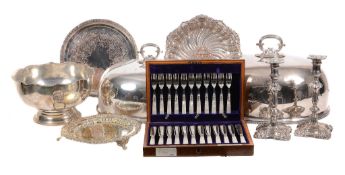 A collection of plated wares, including: a graduated pair of oval meat covers   A collection of