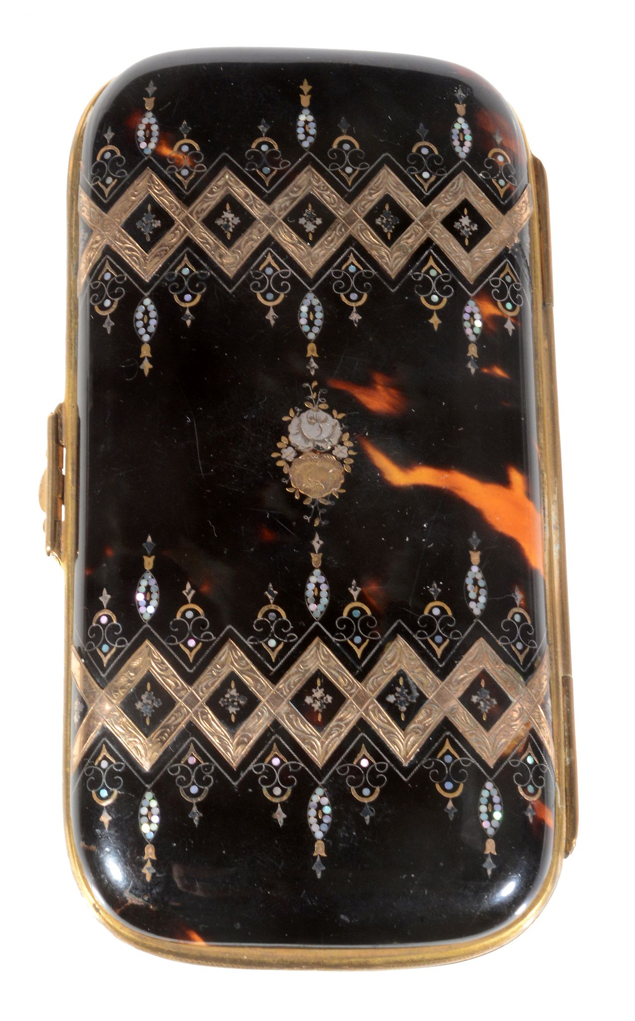 A tortoiseshell and gilt metal oblong spectacles case, circa 1890   A tortoiseshell and gilt metal - Image 2 of 3