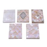 Five Victorian mother of pearl card cases, including   Five Victorian mother of pearl card