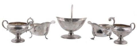 A collection of silver, to include: an Edwardian silver navette shaped sugar...   A collection of