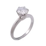 A single stone diamond ring , the brilliant cut diamond, weighing 1   A single stone diamond ring  ,