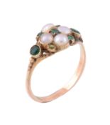 A 19th century half pearl and emerald ring, circa 1870   A 19th century half pearl and emerald ring,