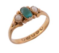 A late 19th century turquoise and pearl ring, circa 1890   A late 19th century turquoise and pearl