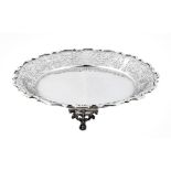 An Edwardian silver shaped circular serving dish by Walker  &  Hall   An Edwardian silver shaped