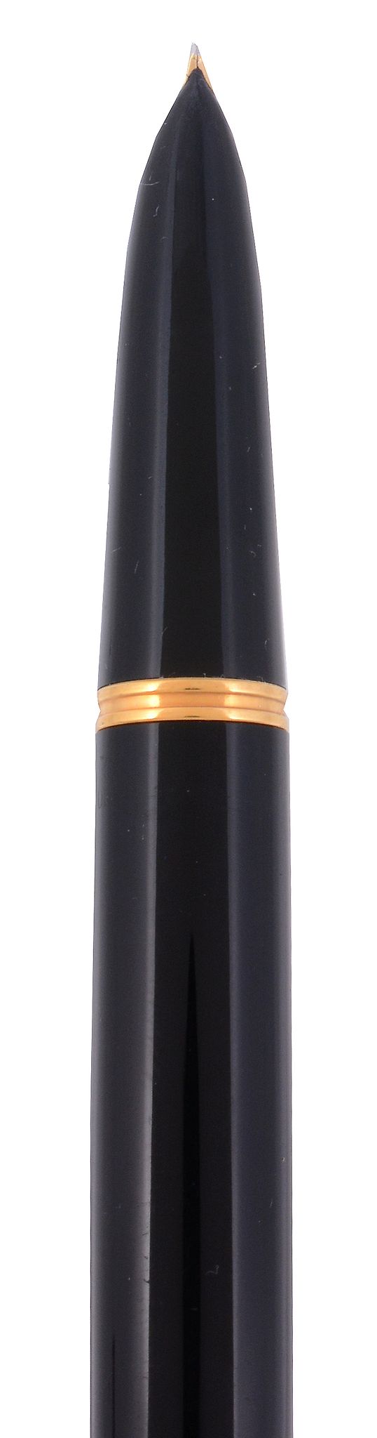 Parker, a black fountain pen, the cap with reeded decoration and gilt arrow...   Parker, a black - Image 2 of 2