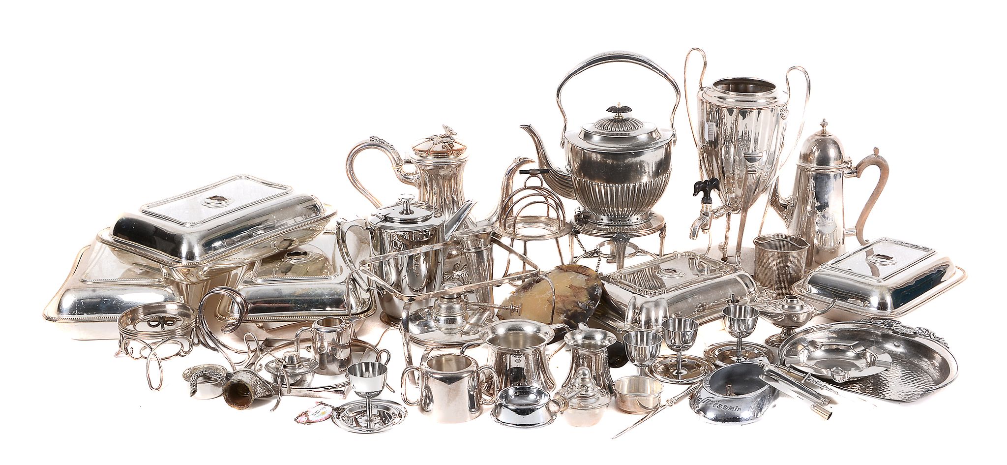 A collection of plated wares, including: a coffee pot; entree dishes; a...   A collection of