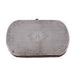 A French silver mounted diced leather oblong purse, 1838-1972 boar   A French silver mounted diced