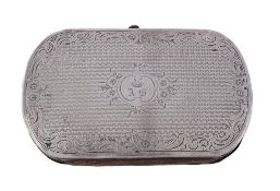 A French silver mounted diced leather oblong purse, 1838-1972 boar   A French silver mounted diced