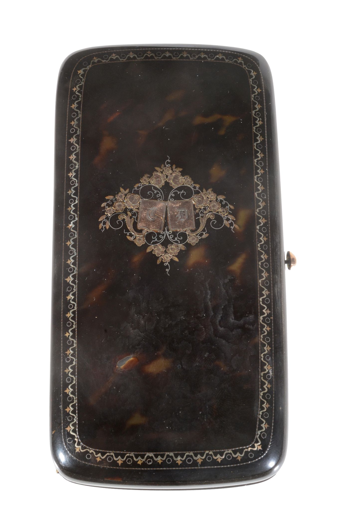 A tortoiseshell oblong four section cigar case, circa 1890   A tortoiseshell oblong four section