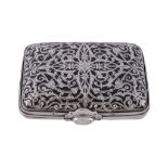 A French silver and tortoiseshell pique snuff box, maker's mark EL   A French silver and