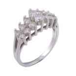 A diamond two row ring, set with brilliant cut diamonds, approximately 0   A diamond two row ring,