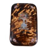 A tortoiseshell and diced leather oblong spectacles case, circa 1890   A tortoiseshell and diced