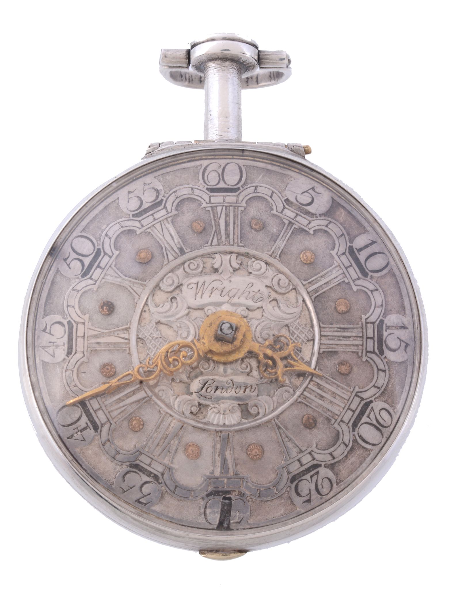 A silver pair cased pocket watch, signed T   A silver pair cased pocket watch,   signed T. Wright, - Image 6 of 6