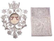 A Continental silver filigree rectangular card case, late 19th century   A Continental silver