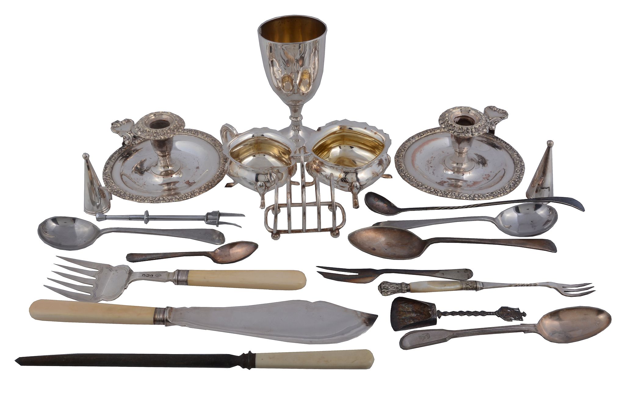 A small collection of silver and plated items   A small collection of silver and plated items,