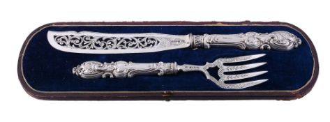 A pair of Victorian silver fish servers by John Gammage   A pair of Victorian silver fish servers by