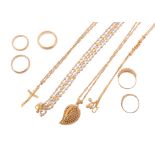 A small selection of gold coloured jewellery, to include   A small selection of gold coloured