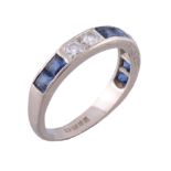 A sapphire and diamond half eternity ring   A sapphire and diamond half eternity ring,   set with