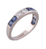 A sapphire and diamond half eternity ring   A sapphire and diamond half eternity ring,   set with