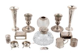 A collection of small silver, to include: a Canadian silver coloured glass...   A collection of