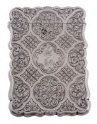 A Victorian silver shaped rectangular card case by Nathaniel Mills   A Victorian silver shaped