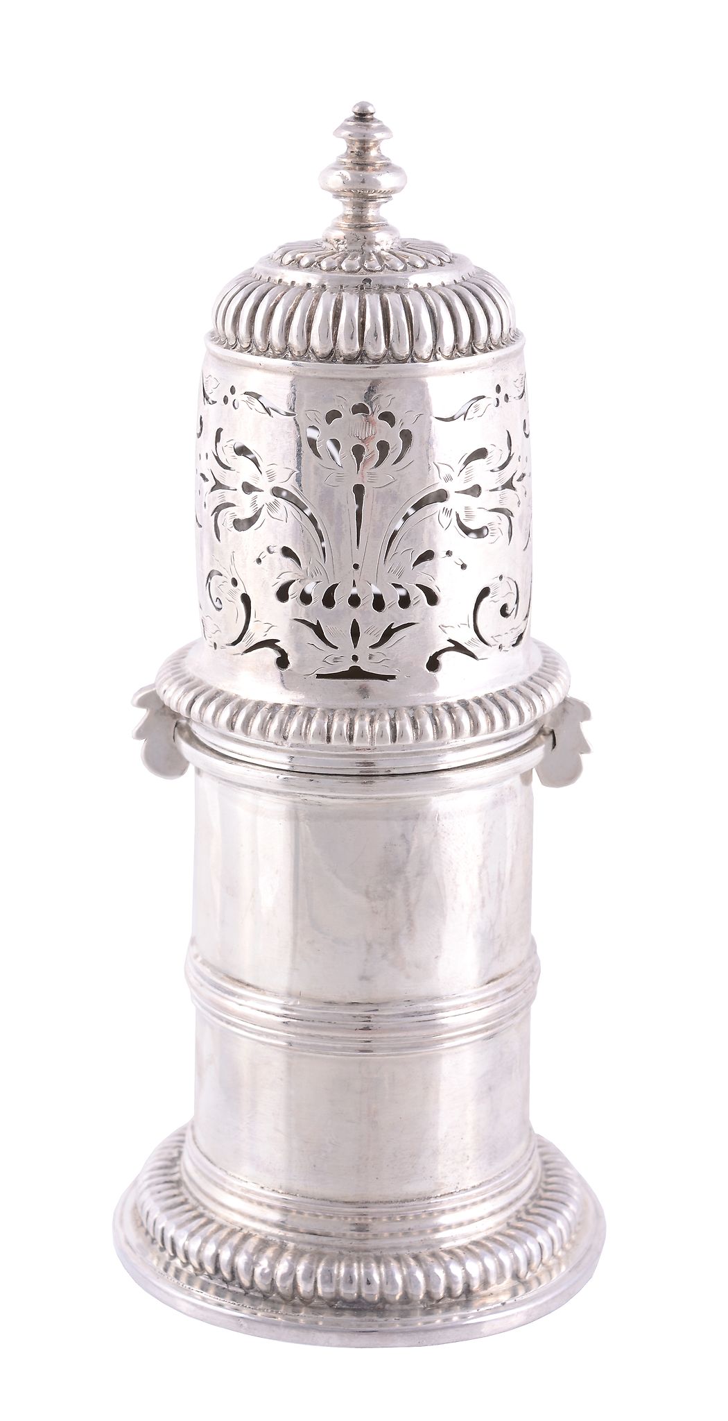 A William III silver lighthouse caster, maker's mark illegible, London 1697   A William III silver