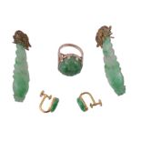 A small collection of jadeite jewellery , comprising   A small collection of jadeite jewellery  ,