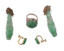 A small collection of jadeite jewellery , comprising   A small collection of jadeite jewellery  ,